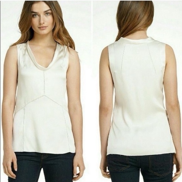 Tory Burch Tops - TORY BURCH Jasmine 100% Silk Shell Cow Neck Tank Top Ivory Cream